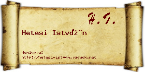 Hetesi István névjegykártya